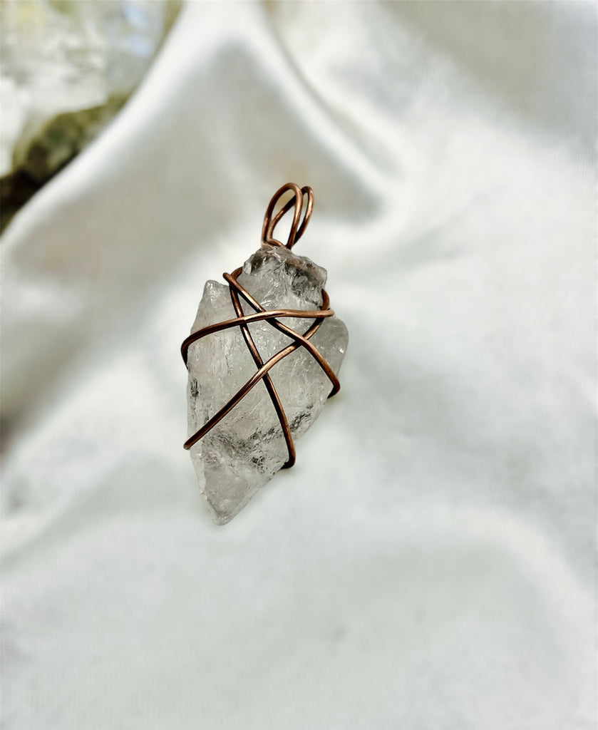 Clear Quartz Arrow Point Wire Wrapped Pendant