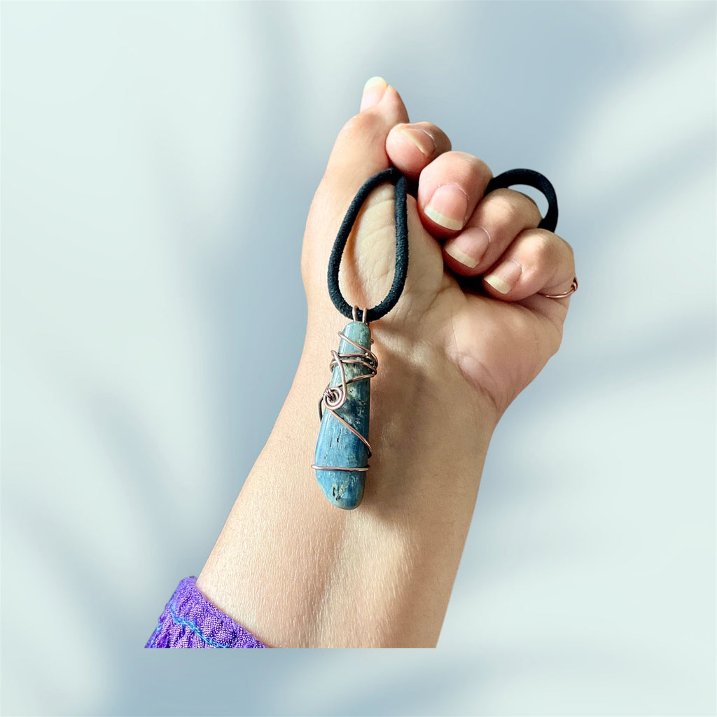 Blue Kyanite Blade Wire Wrapped Pendant