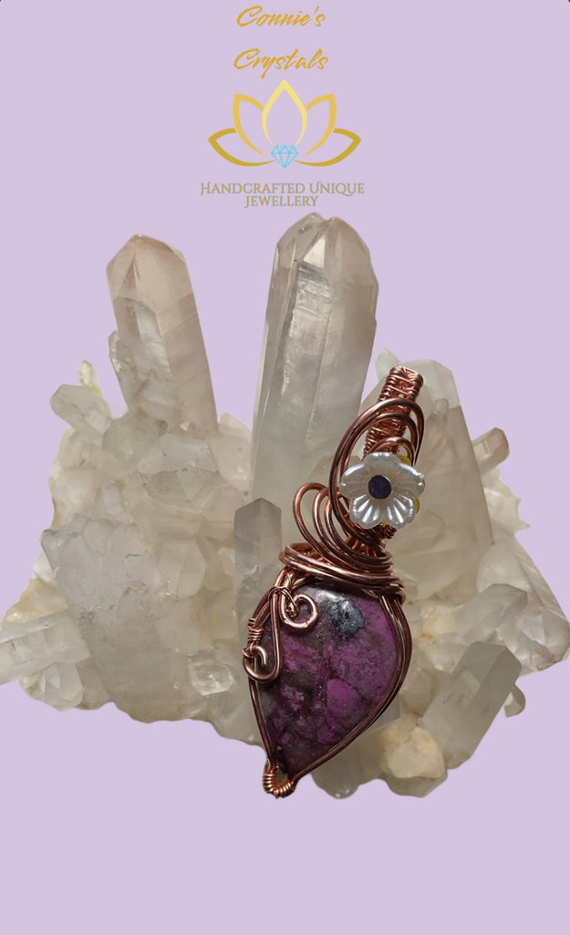 Cobalt Calcite Wire Wrapped Pendant