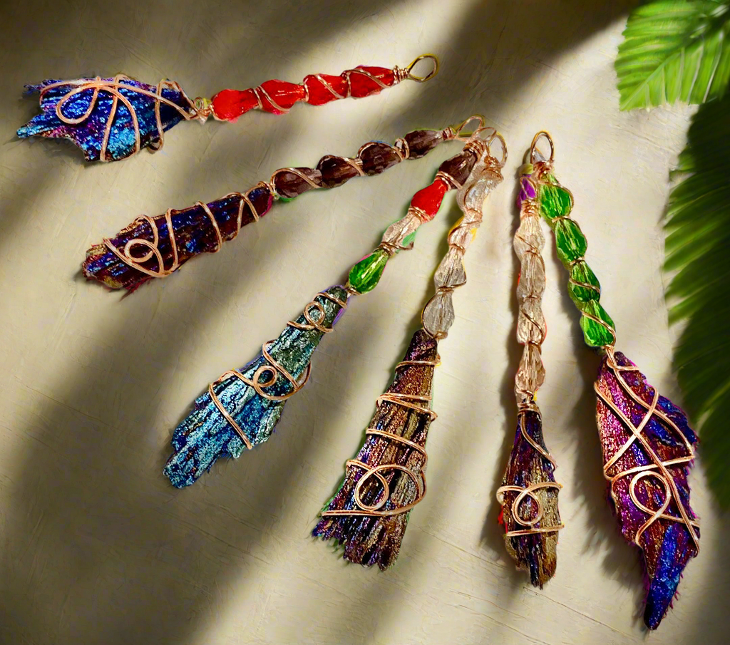 Black Kyanite Titanium Aura Witches Broomstick - Connie’s Crystals 