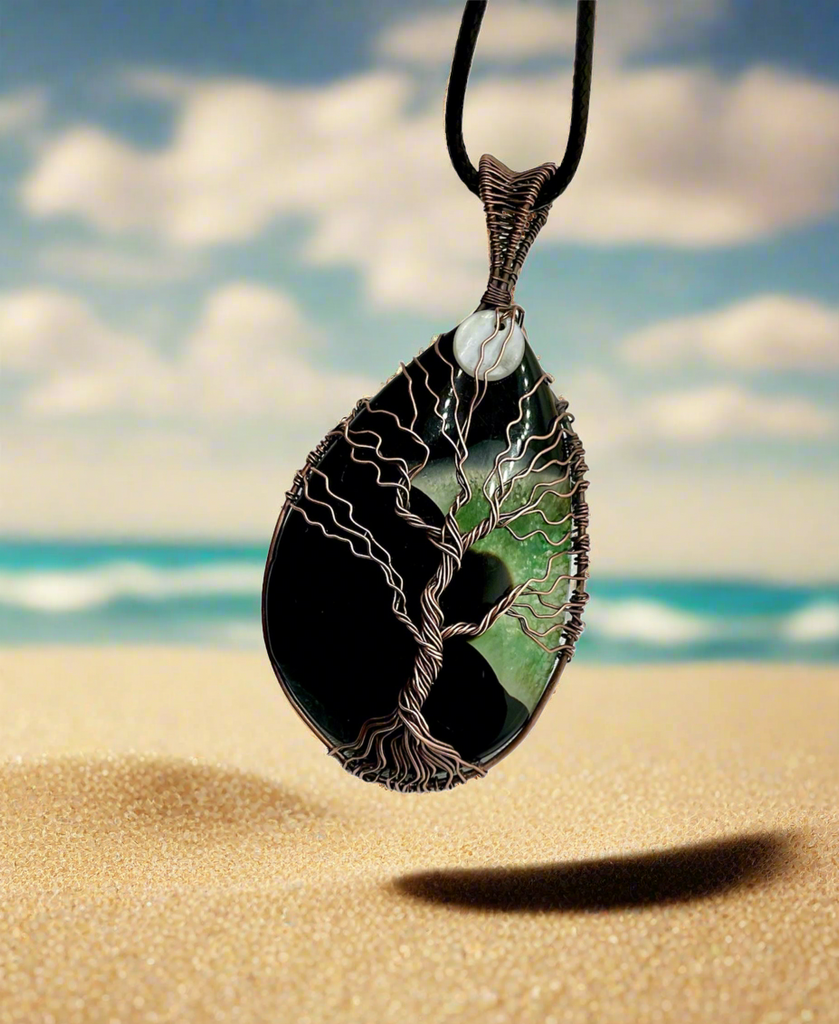 Druzy Geode Agate Tree Pendant
