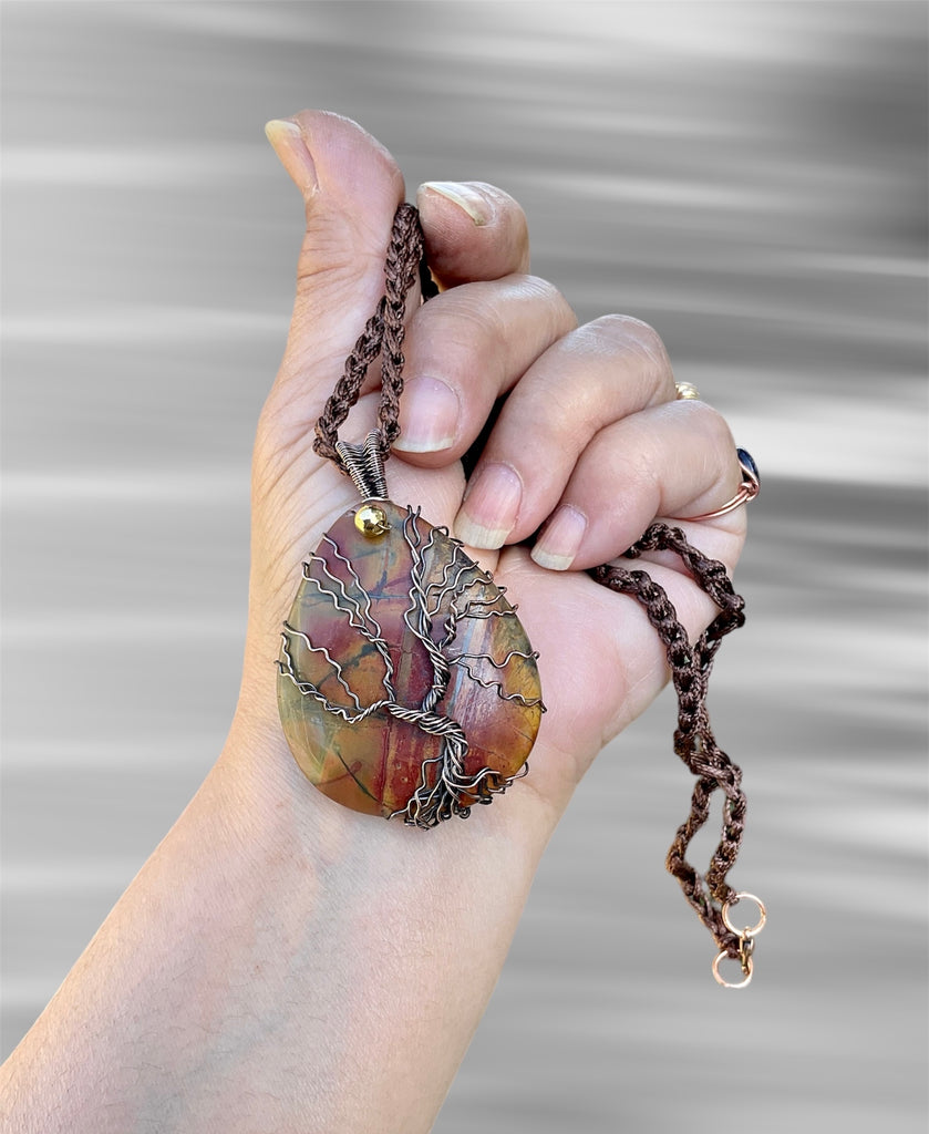 Cherry Creek Jasper Wire Wrapped Tree Of Life Pendant - Connie’s Crystals 