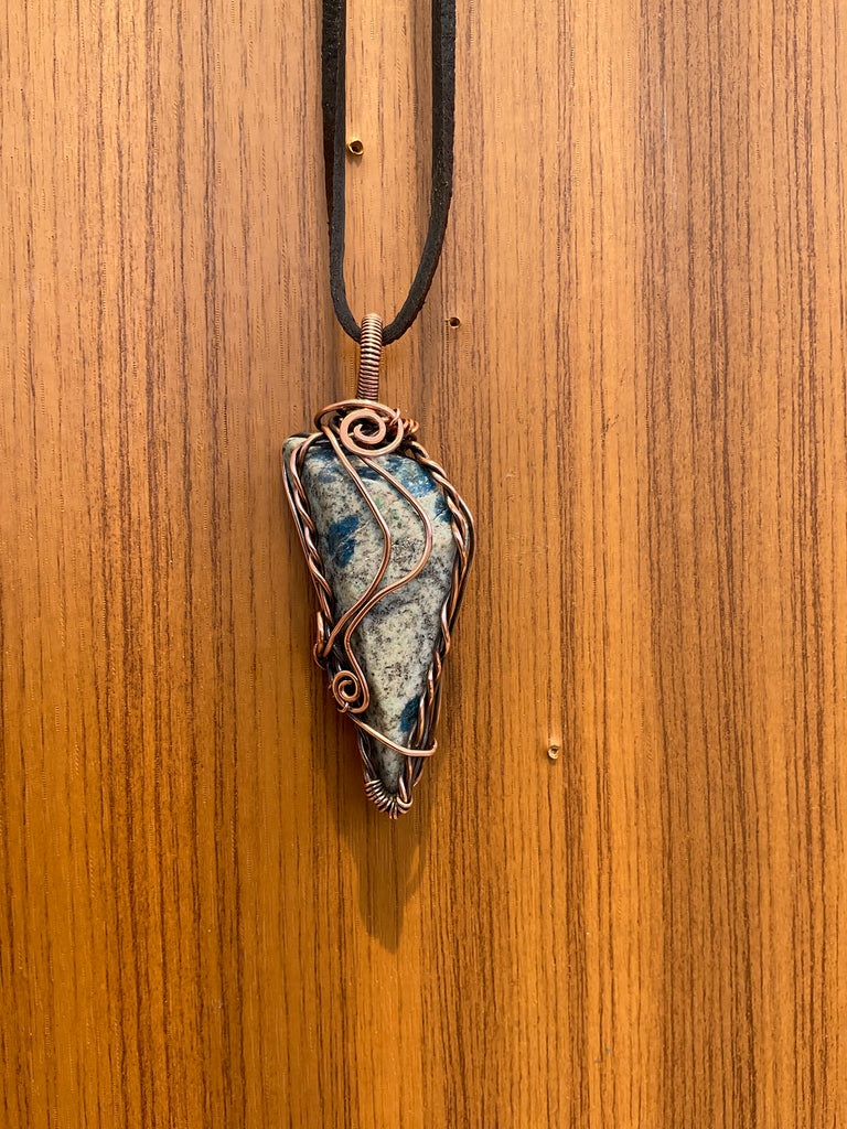 Azurite In Granite K2 Wire Wrapped Pendant