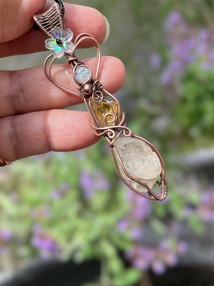 Peach Topaz with Citrine and Moonstone Accents