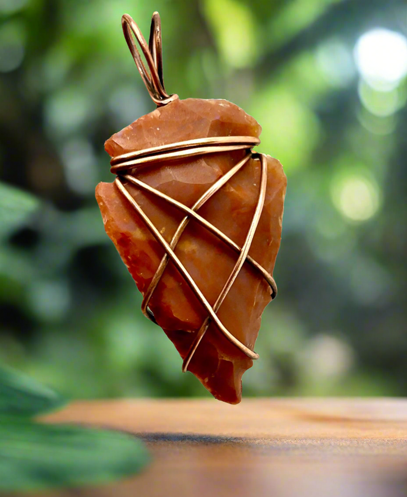 Red Jasper Arrowhead Wire Wrapped Pendant