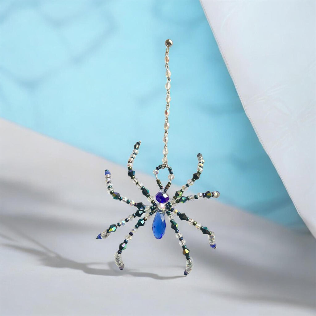 Handmade Crystal Spider Sun Catchers – Blue & Orange