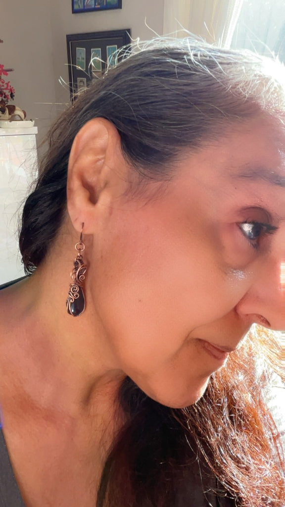 Purpurite Wire Wrapped Earrings