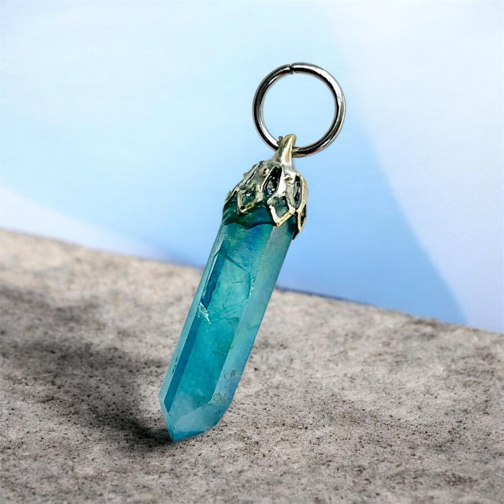 Aqua Aura Quartz Point Pendants