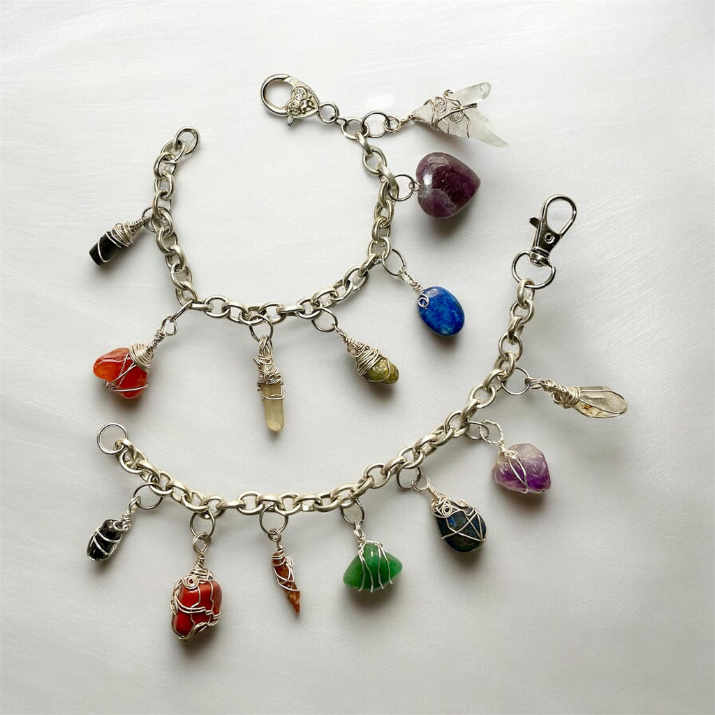 Chakra Wire Wrapped Gemstone Charm Bracelets - Connie’s Crystals 