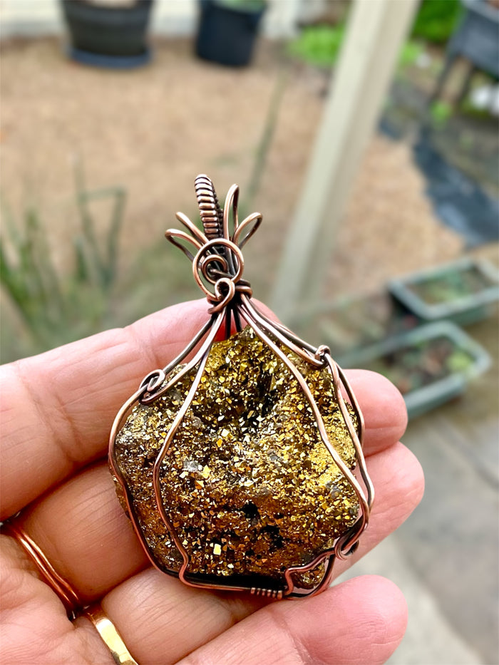 Titanium Aura Quartz Druzy Geode Pendant