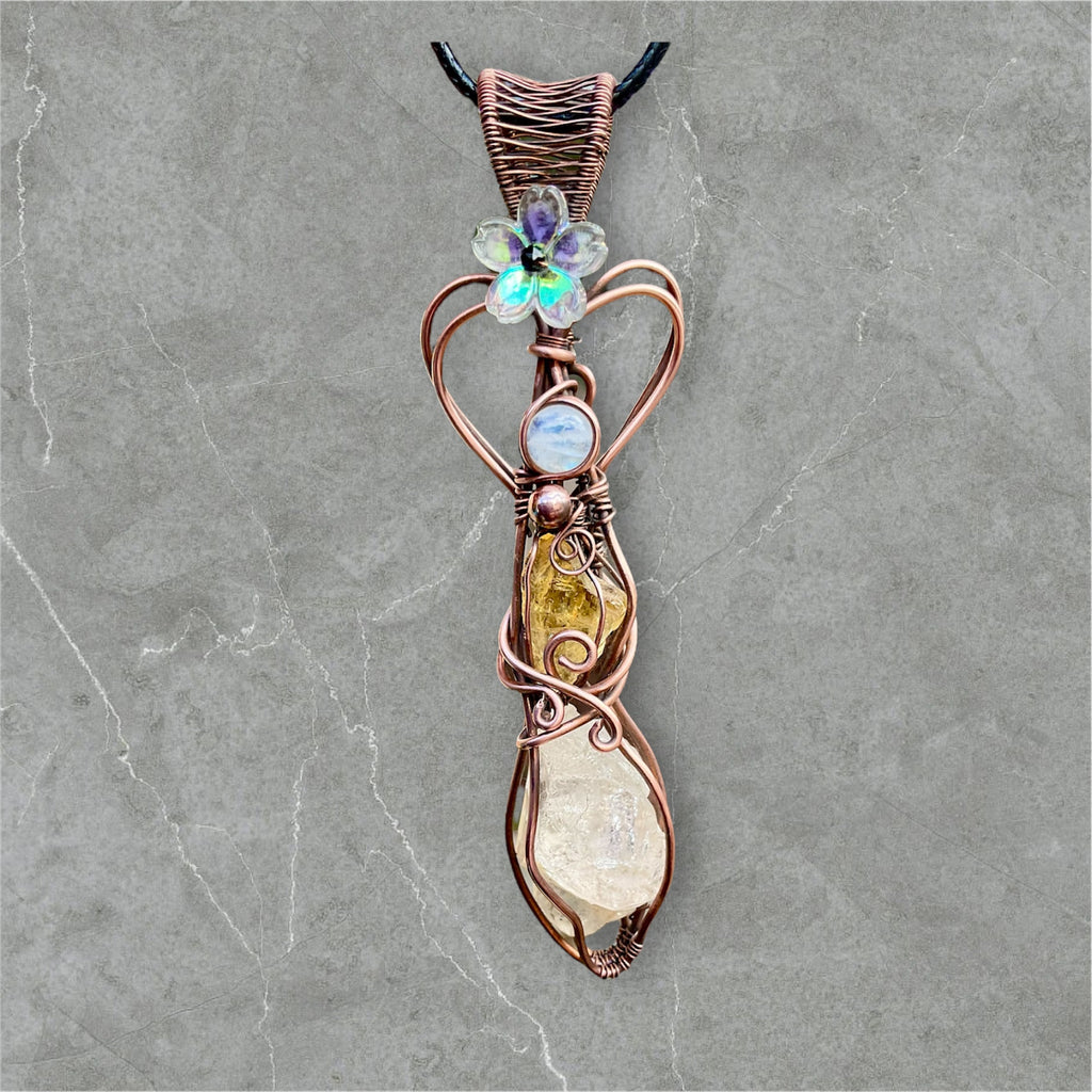 Peach Topaz with Citrine and Moonstone Accents