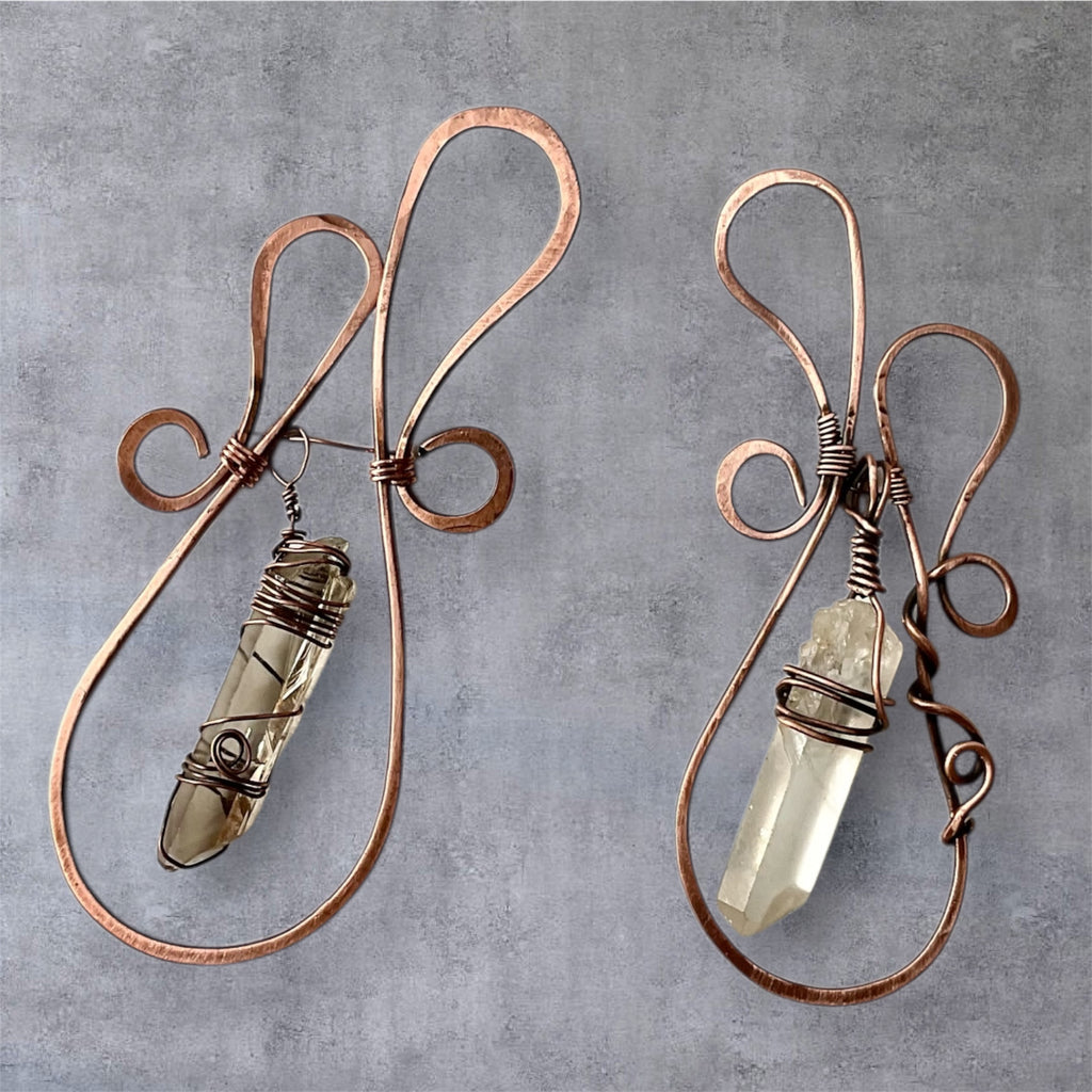 Angel Wing Quartz Pendants – Smokey Lemurian & Clear Quartz