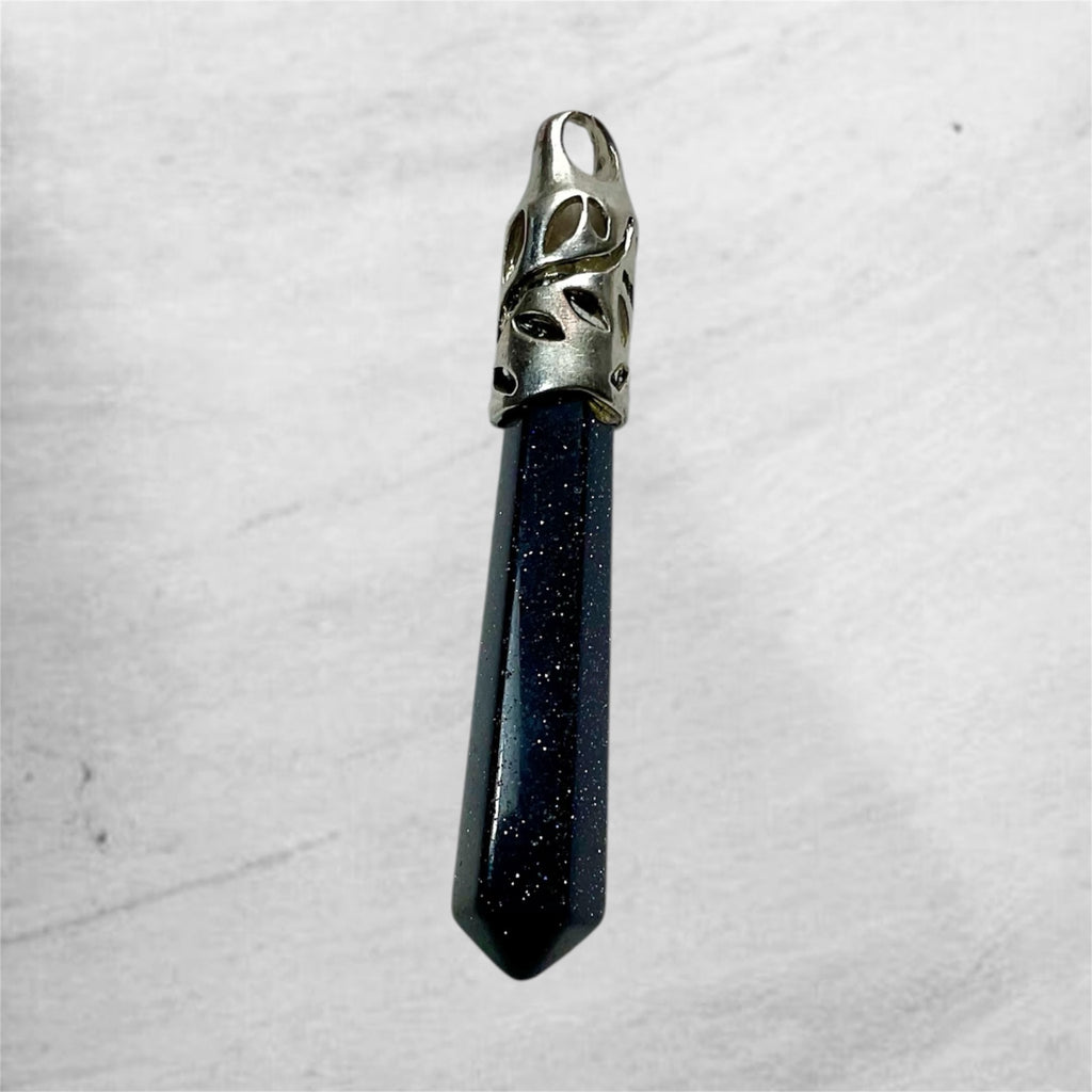 Blue Goldstone Point Pendant ✨