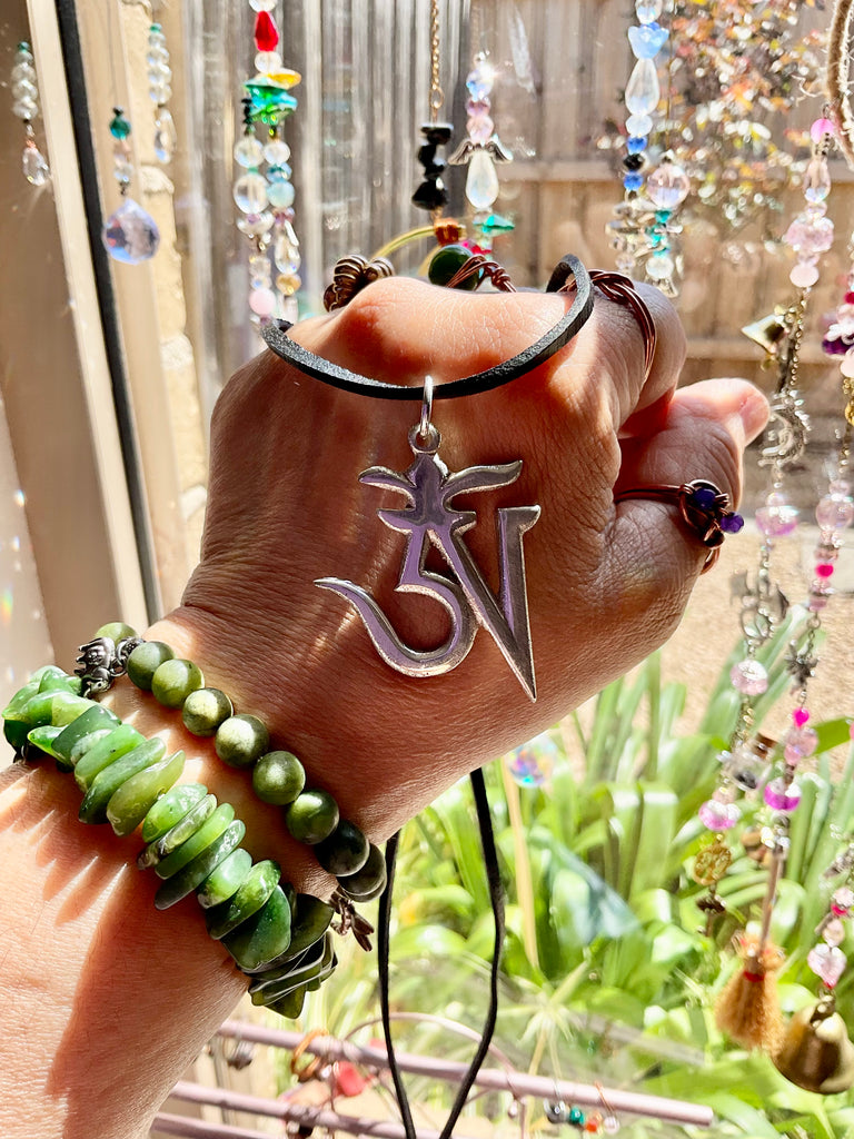Tibetan Silver Ohm Pendant ￼