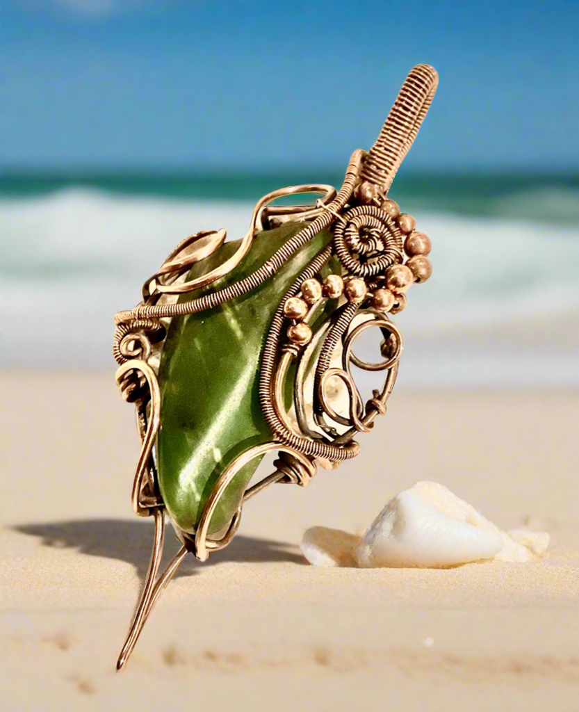 Green Jade Wire Wrapped Pendant