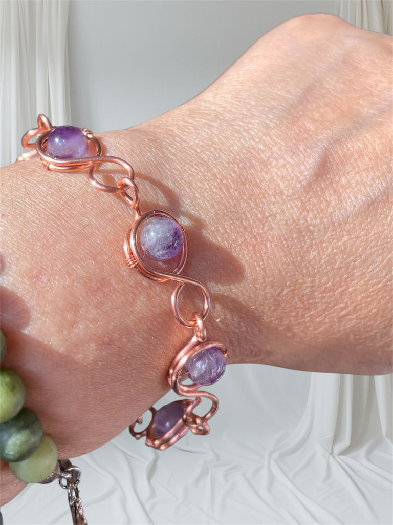 Amethyst & Copper Link Bracelet