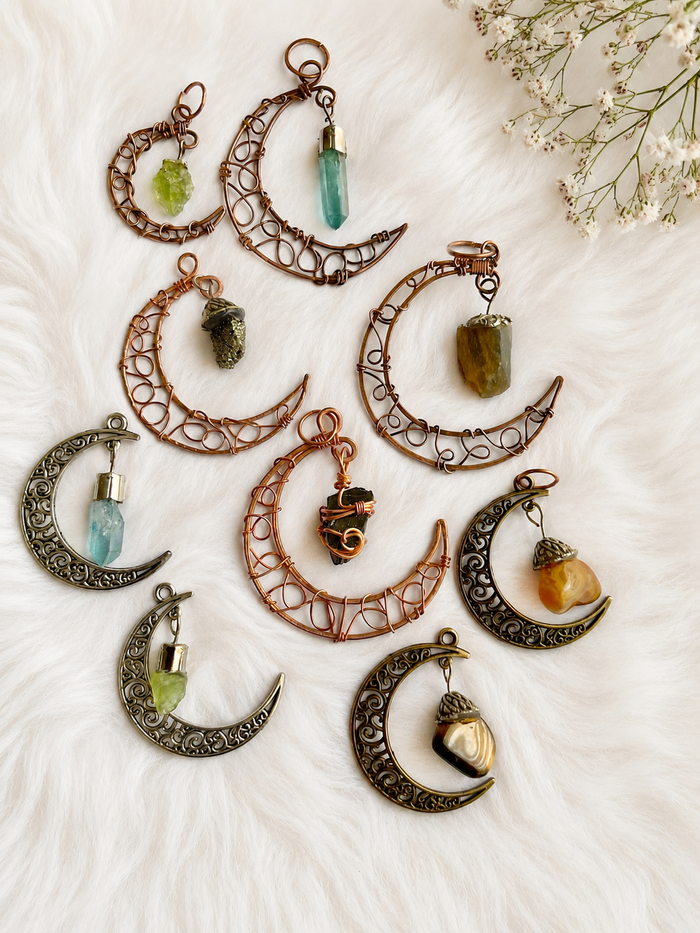 Crescent Moon Crystal Pendants