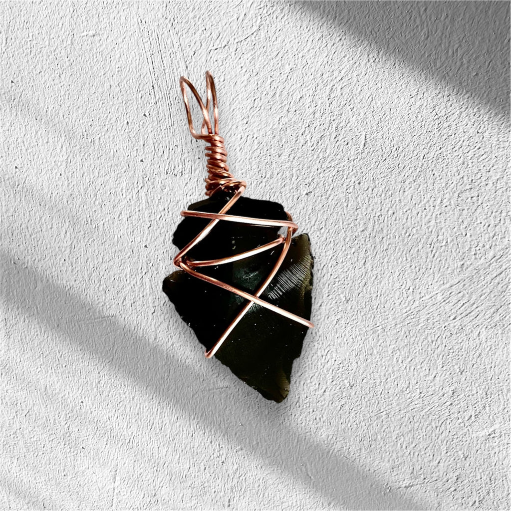 Obsidian and Carnelian ArrowPoint Pendants
