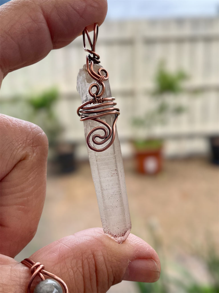 Harlequin Quartz Point with Lepidocrocite Incusions