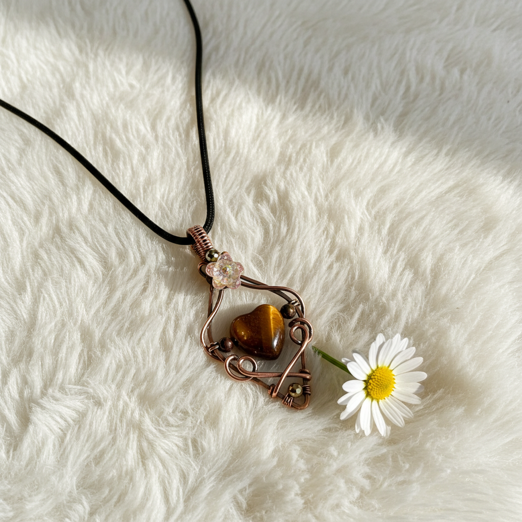 Golden Tiger Eye Heart Wire Wrapped Pendant 💛 - Connie’s Crystals 