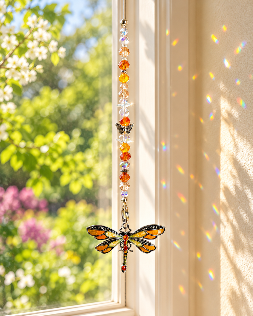 Dragonfly Crystal Sun Catchers – Red, Green, Golden & Black