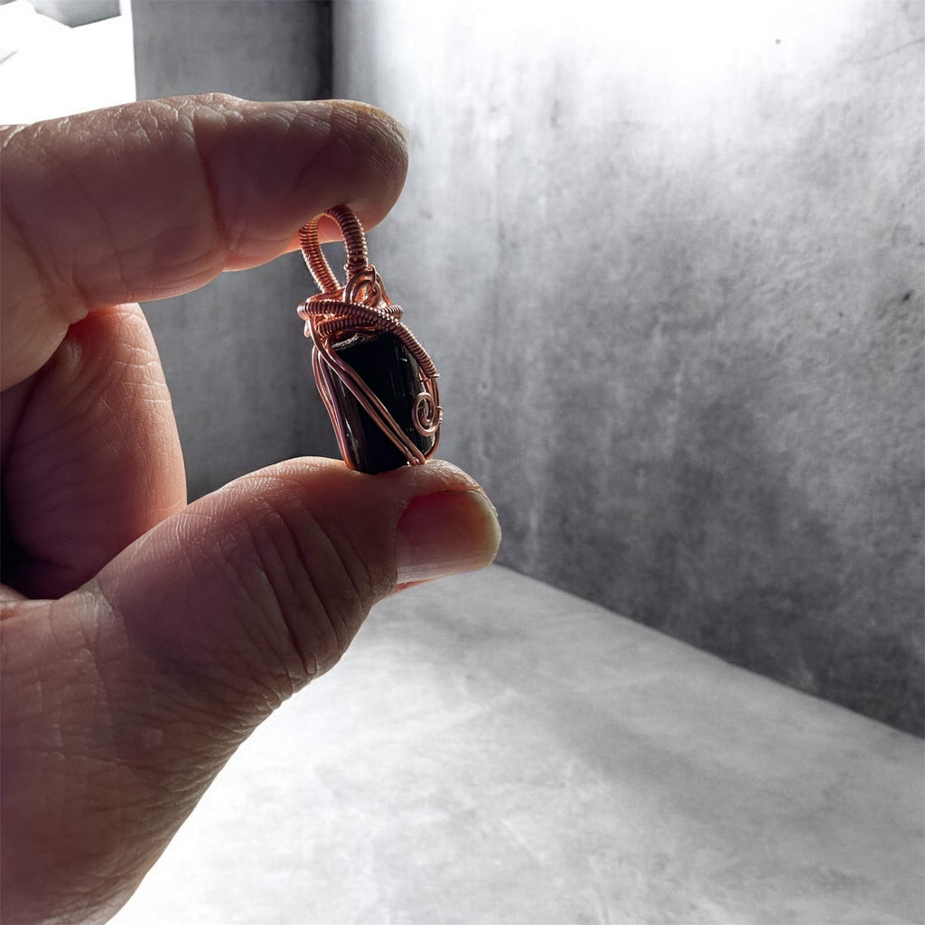 Black Tourmaline Wire Wrapped Pendant