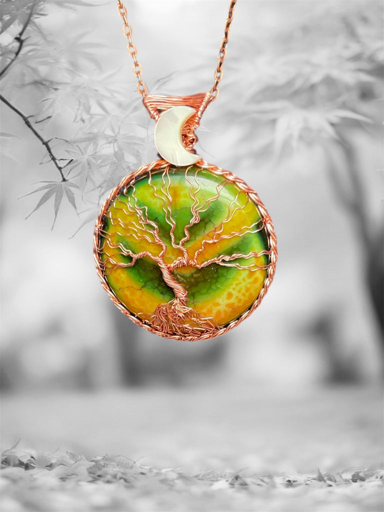 Fire Agate Tree of Life Pendant