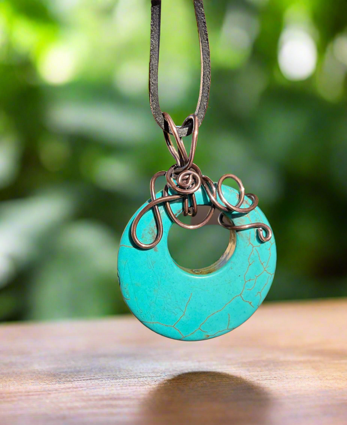 Dyed Howlite Donut Wire Wrapped Pendant - Connie’s Crystals 
