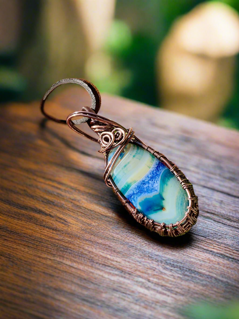Druzy Geode Agate Wire Wrapped Pendant - Connie’s Crystals 
