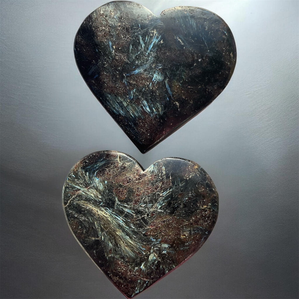 Blue Flash Astrophyllite Hearts