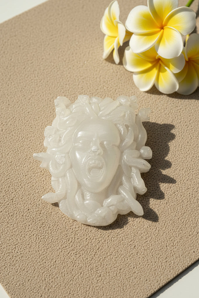 Selenite Medusa Carving
