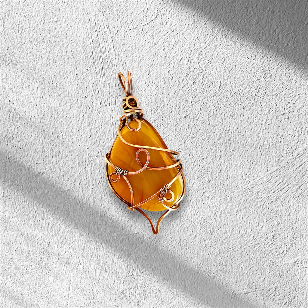 Banded Agate Wire Wrapped Pendant