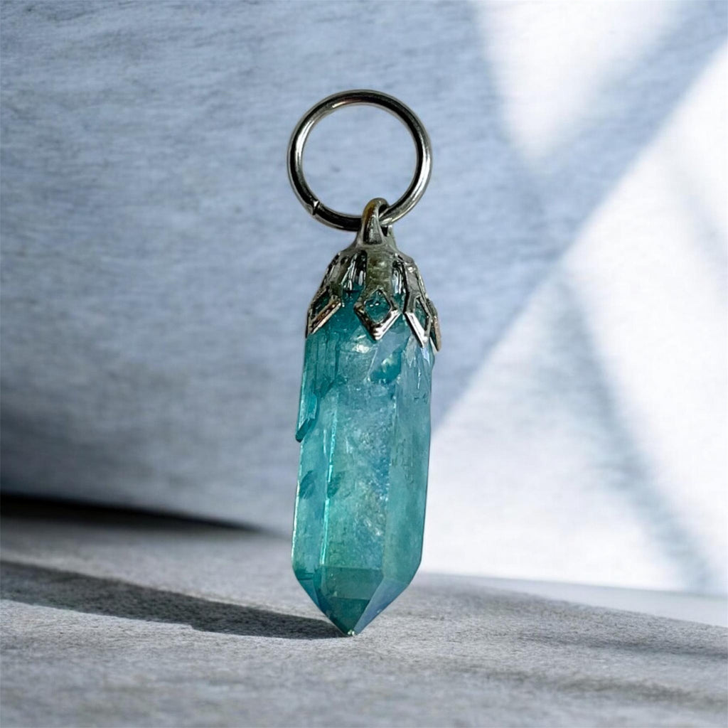 Aqua Aura Quartz Point Pendants