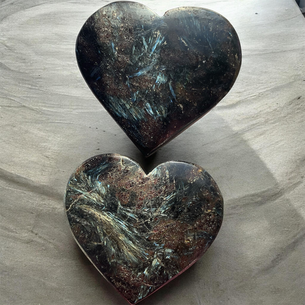 Blue Flash Astrophyllite Hearts