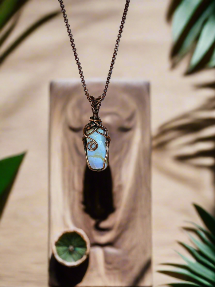 White Boulder Opal Pendant - Connie’s Crystals 