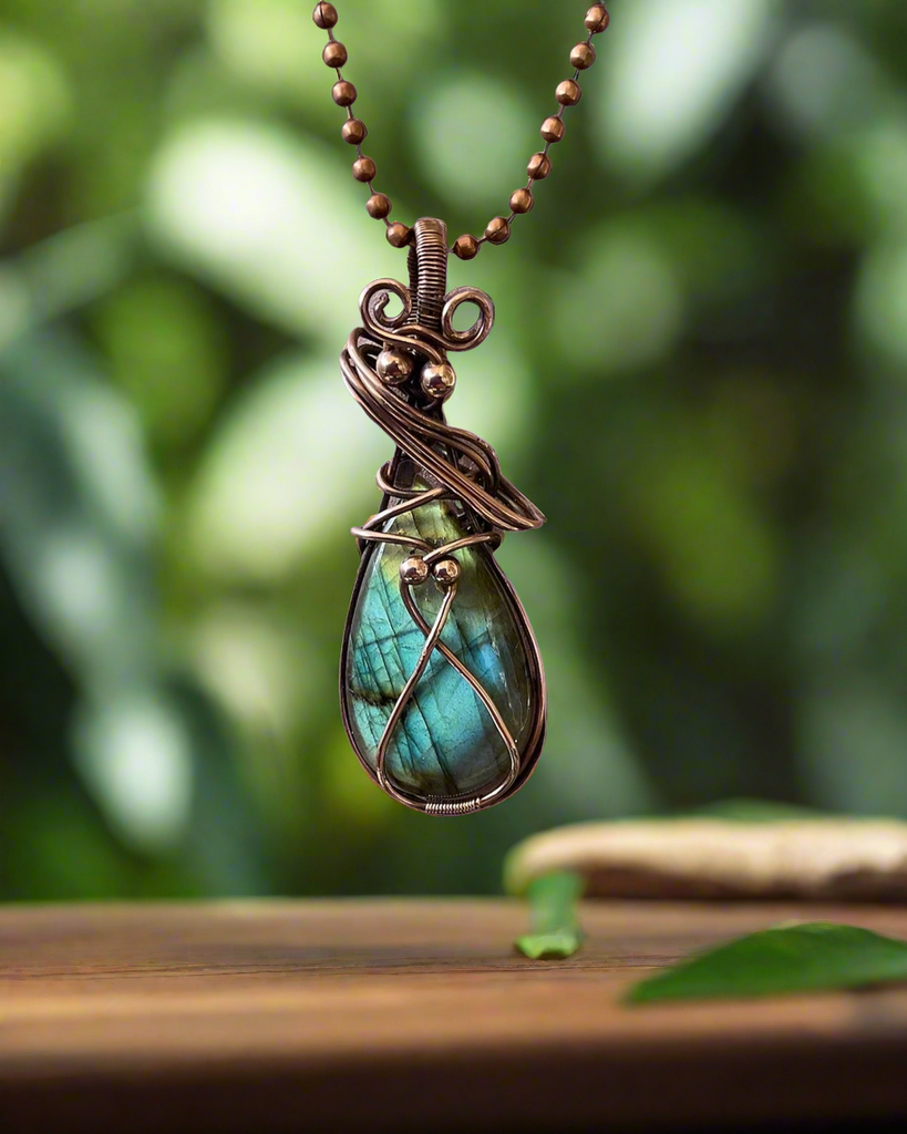 Wire Wrapped Labradorite Pendant - Connie’s Crystals 