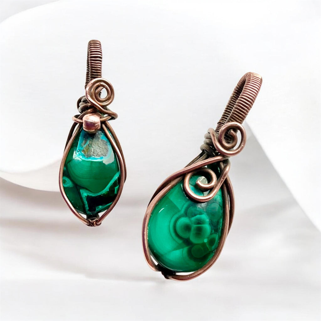 Chrysocolla in Malachite Mini Copper Pendants