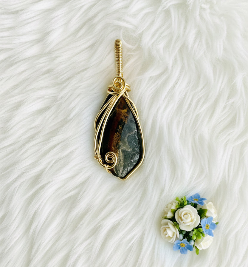 Tiger Eye 14K Gold-Plated Wire Wrapped Pendants