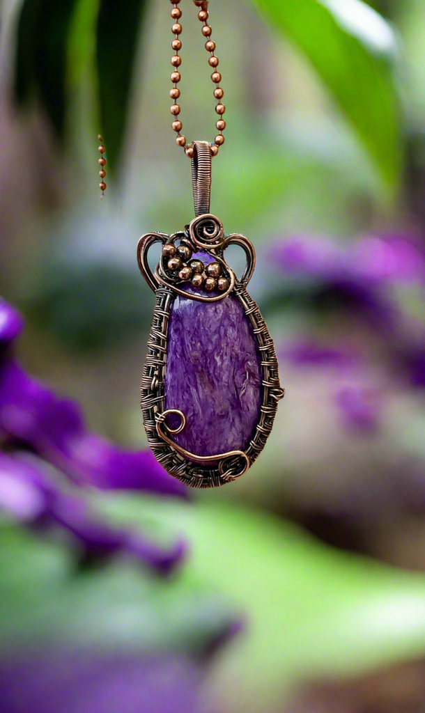 Charoite Wire Wrapped Pendant - Connie’s Crystals 