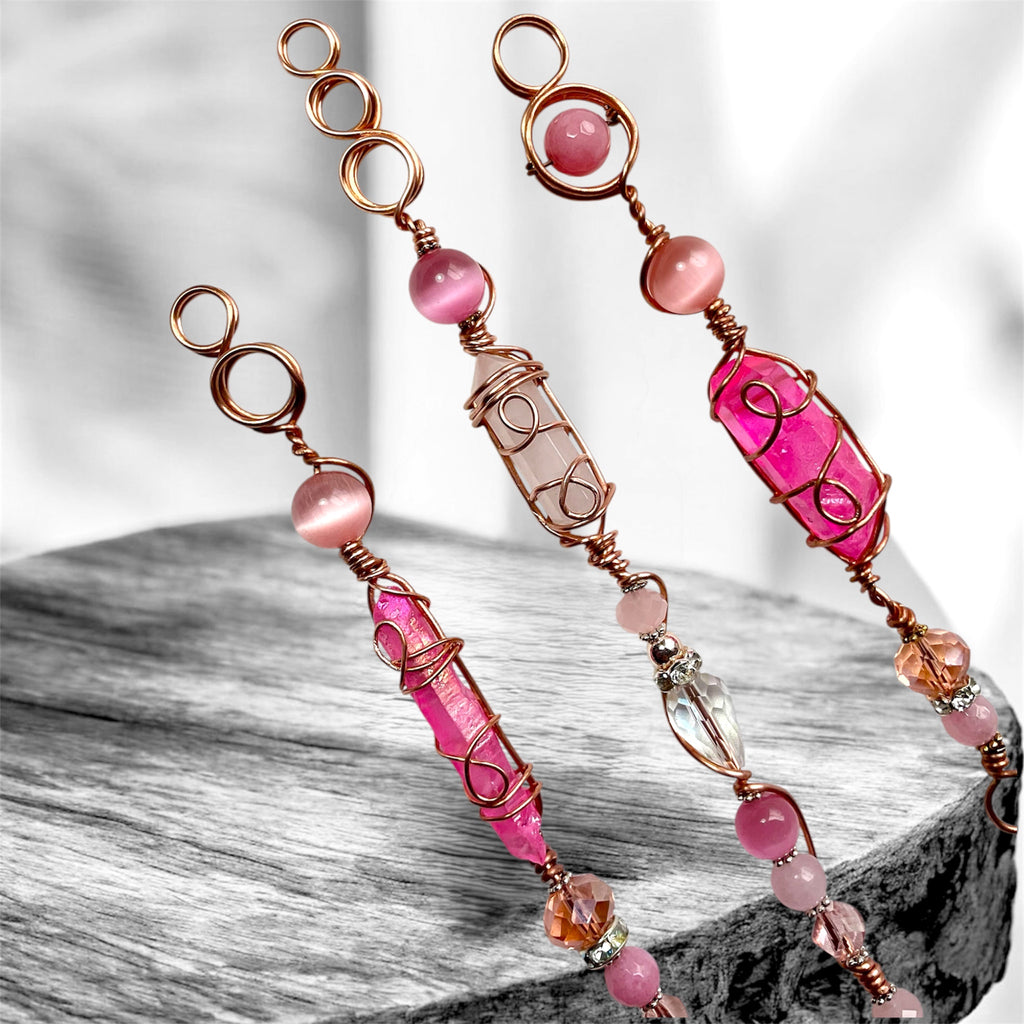 Pink Aura Quartz and Rose Quartz Wands