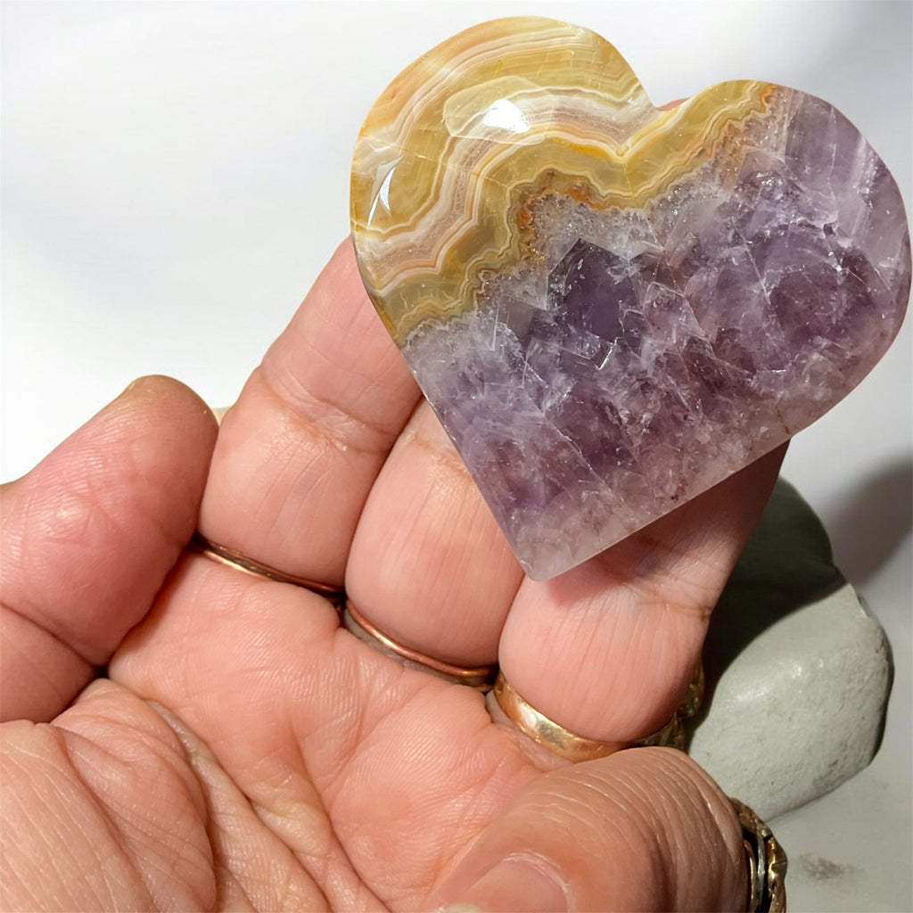 Auralite Amethyst Crystal Hearts