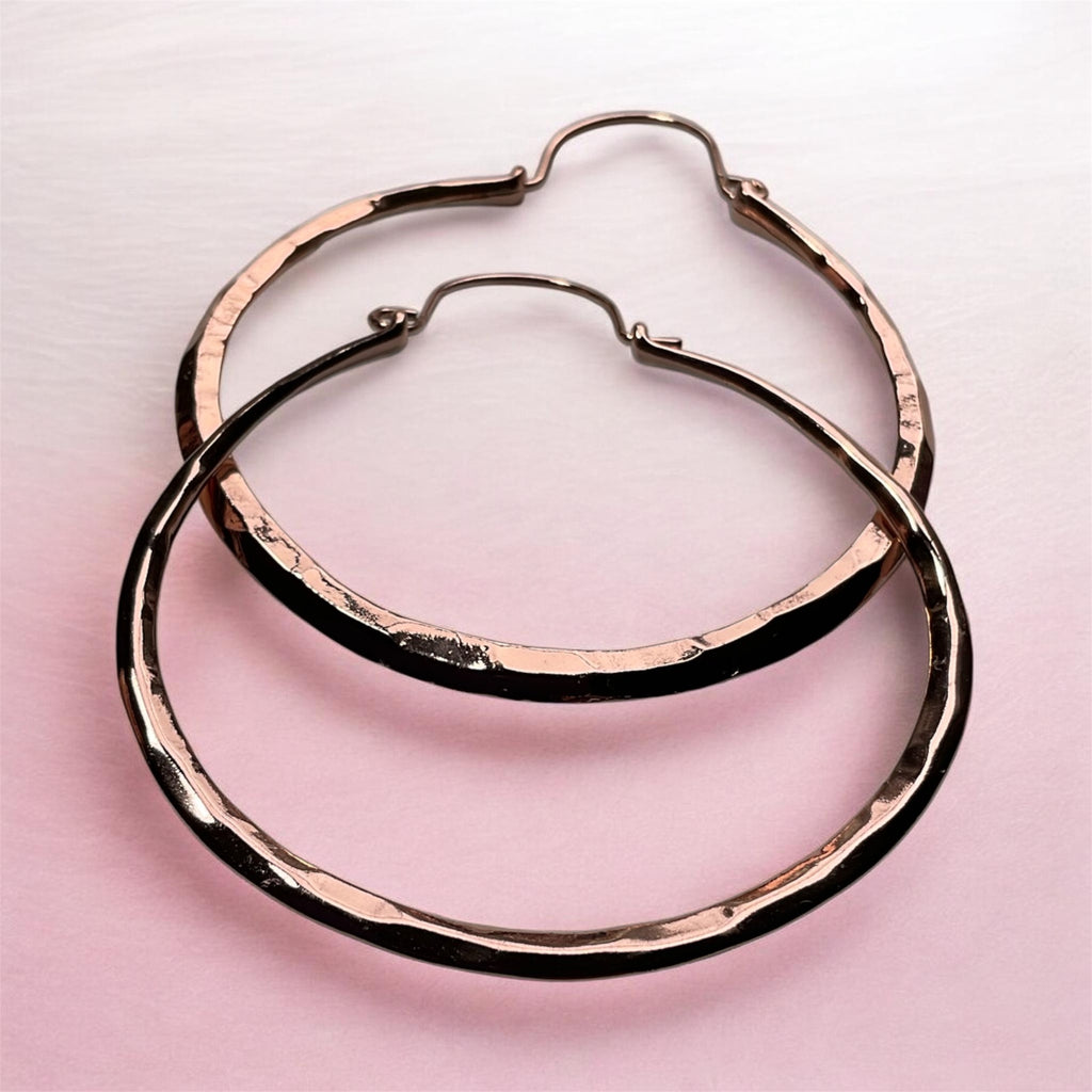 Hammered Copper Hoop Earrings