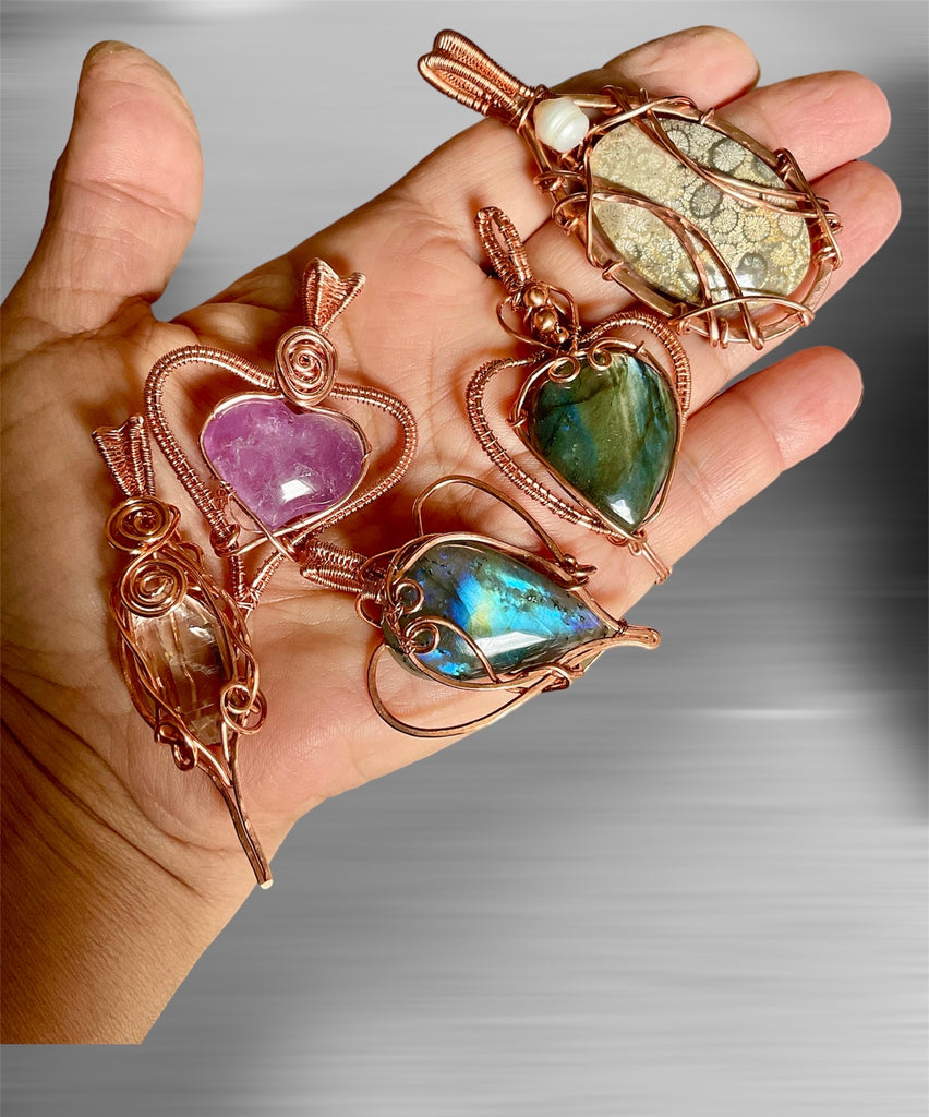 Amethyst Puffy Heart Wire Wrapped Pendant - Connie’s Crystals 