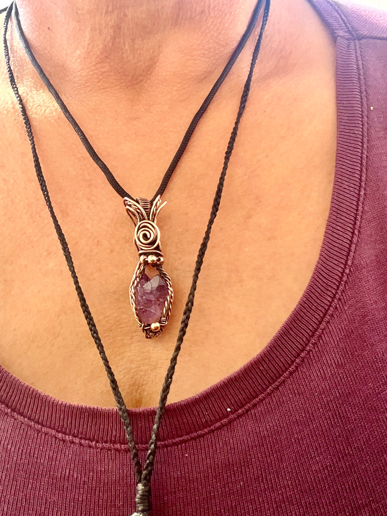 Amethyst Raw Elestial Pendant