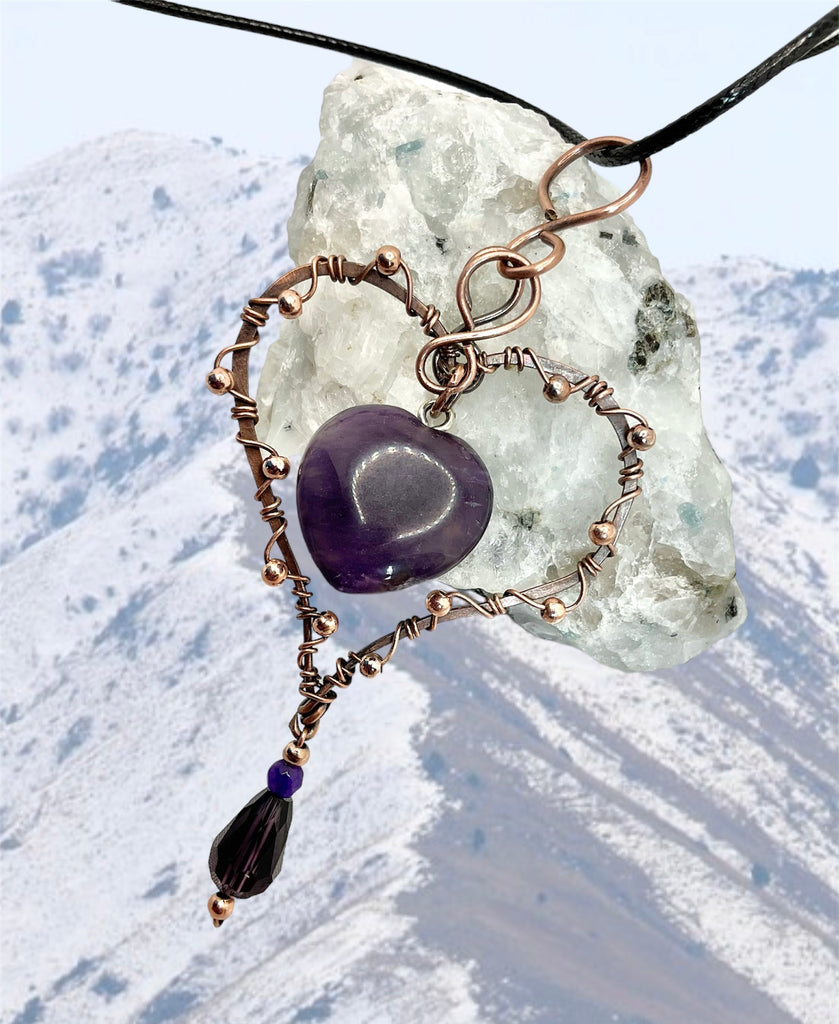 Amethyst Heart in Heart Shaped Frame