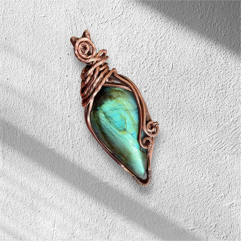 Labradorite Pear Shaped Wire Wrapped Pendant