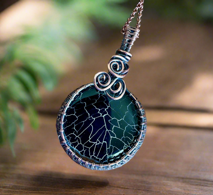 Black Fire Agate Wire Wrapped Pendant - Connie’s Crystals 