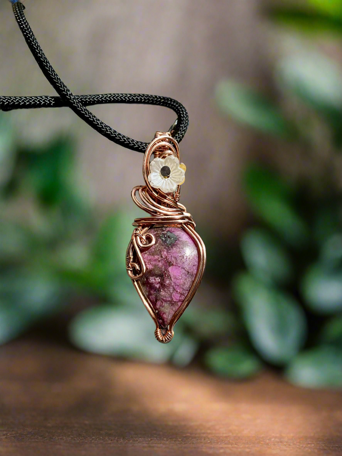 Cobalt Calcite Wire Wrapped Pendant