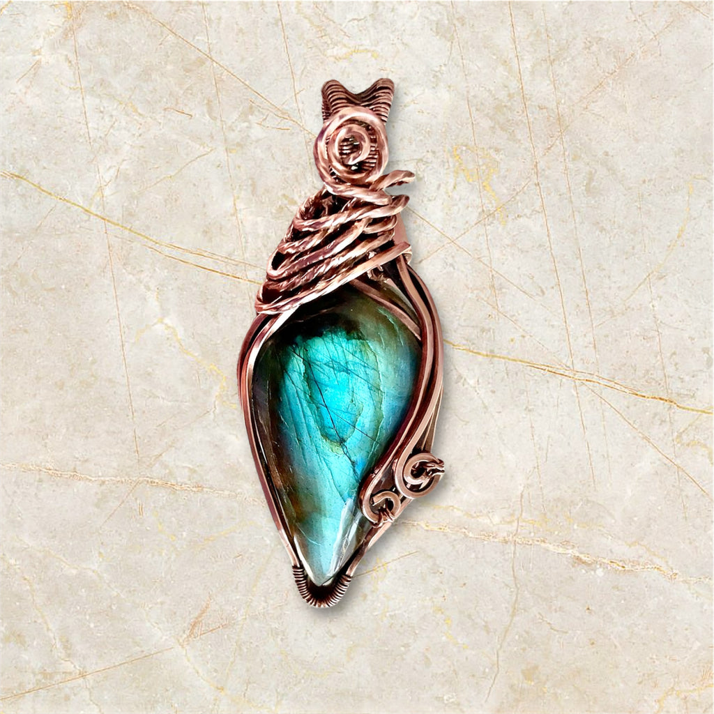 Labradorite Pear Shaped Wire Wrapped Pendant