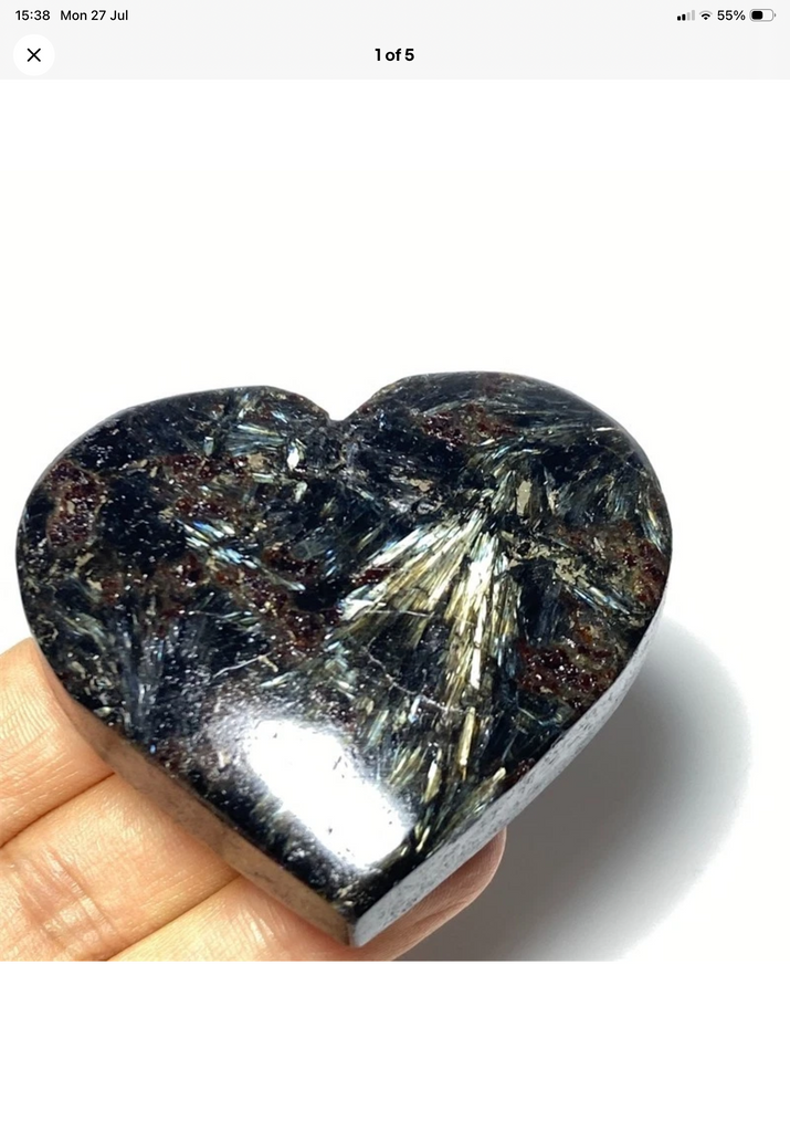 Blue Flash Astrophyllite Hearts